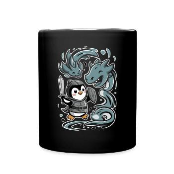 Cute Knight Penguin with Dragon Friends - Full Colour Mug - black - Front