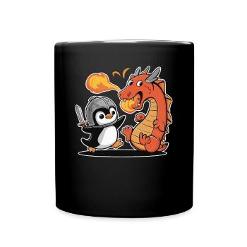 Le pingouin chevalier combat les dragons - Mug uni - noir - Devant