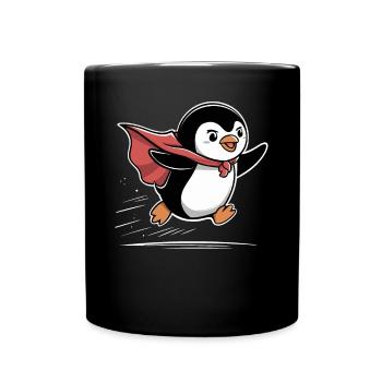 Pingouin mignon en costume de super-héros - Mug uni - noir - Devant