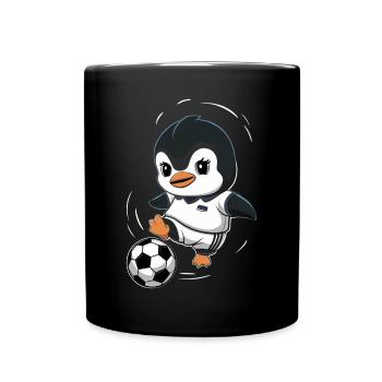 Dessin animé de joueur de football pingouin - Mug uni - noir - Devant