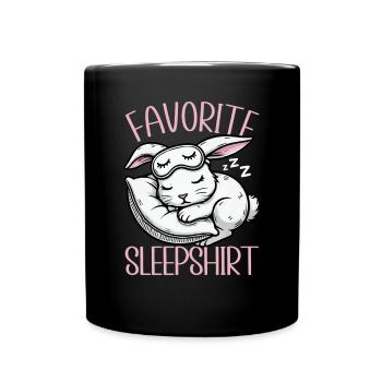 Official Sleeping Shirt Funny Rabbit Rabbit - Full Colour Mug - black - Front