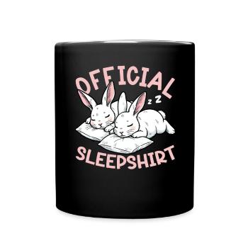 Official Sleeping Shirt Funny Rabbit Rabbit - Full Colour Mug - black - Front