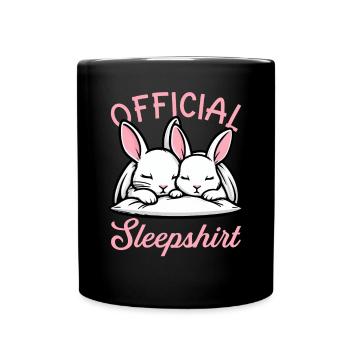 Offizielles Schlafshirt Lustiges Kaninchen Rabbit - Tasse einfarbig - Schwarz - Vorne