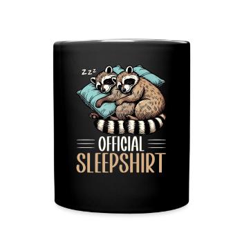 Official Sleeping Shirt Funny Raccoon - Full Colour Mug - black - Front