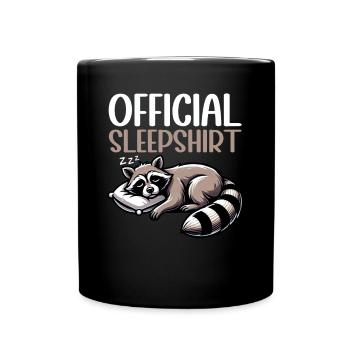Official Sleeping Shirt Funny Raccoon - Full Colour Mug - black - Front
