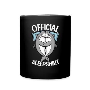 Official Sleep Shirt Funny Shark Pajamas - Full Colour Mug - black - Front