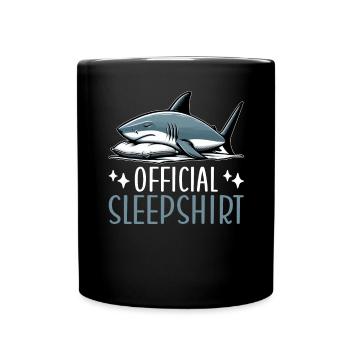 Official Sleep Shirt Funny Shark Pajamas - Full Colour Mug - black - Front
