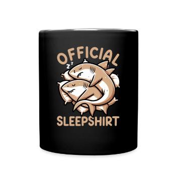 Official Sleep Shirt Funny Shark Pajamas - Full Colour Mug - black - Front