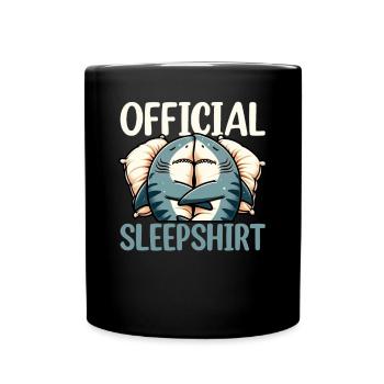 Official Sleep Shirt Funny Shark Pajamas - Full Colour Mug - black - Front