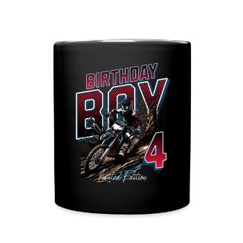 Motocross 4th Birthday - Full Colour Mug - black - Front