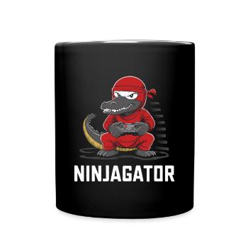 Ninja Alligator Gamer Fun Gaming Reptile Graphic - Full Colour Mug - black - Front