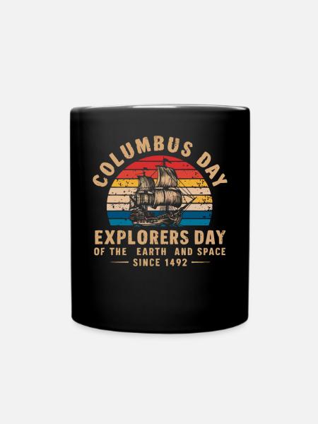 Columbus Day Christopher Columbus Italian American - Full Colour Mug - black
