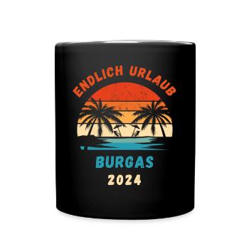Burgas Urlaub 2024 Bulgarien Reise Idee - Tasse einfarbig - Schwarz - Vorne