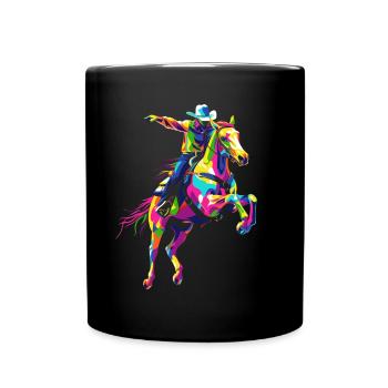 Rodeo Barrel Racer Barrel Racing Reiten Popart - Tasse einfarbig - Schwarz - Vorne
