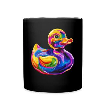 Gummi-Ente Duckie Popart - Tasse einfarbig - Schwarz - Vorne