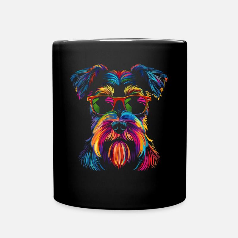 Schnauzer Hund Sonnenbrille Popart - Tasse einfarbig - Schwarz