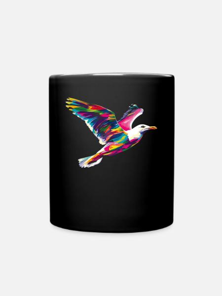 Mouette Mouette Oiseau de mer Popart - Mug uni - noir