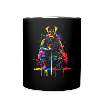 Samurai Warrior Bushido Japanese Pop Art - Full Colour Mug - black - Front