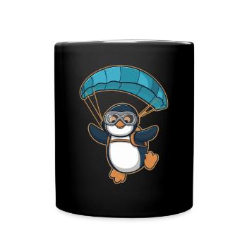 Skydiving penguin in adventure - Full Colour Mug - black - Front