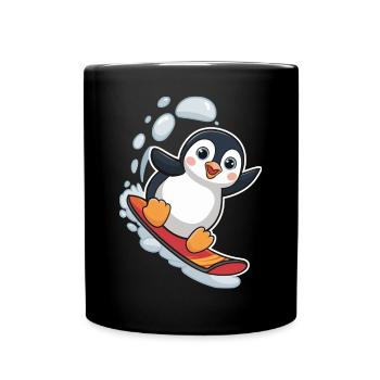 Snowboard Pingouin Snowboarder Mignon - Mug uni - noir - Devant
