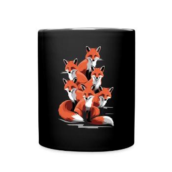 Fox Artist's Design with Six Foxes - Full Colour Mug - black - Front