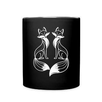 Two Foxes Fox Artistic Design - Full Colour Mug - black - Front