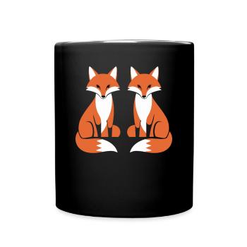 Two Foxes Fox Artistic Design - Full Colour Mug - black - Front