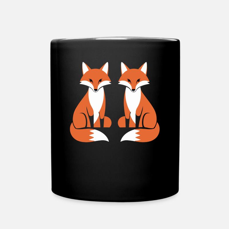 Zwei Füchse Fox Artistic Design - Tasse einfarbig - Schwarz