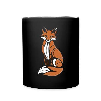 Fox Artistic Design in Brown and White - Full Colour Mug - black - Front