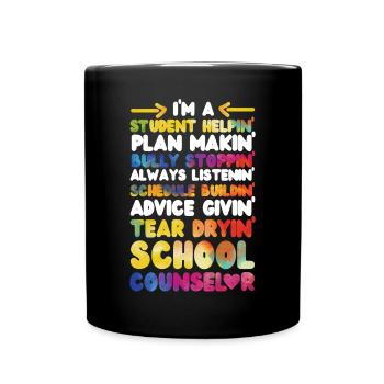 Conseillère scolaire Aquarelle Je suis A - Mug uni - noir - Devant