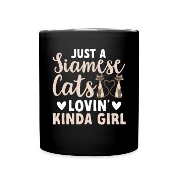 Siamkatze Katze Siamese - Tasse einfarbig - Schwarz - Vorne