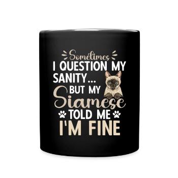 Siamkatze Katze Siamese - Tasse einfarbig - Schwarz - Vorne