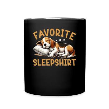 Official Sleep Shirt Funny Beagle Dog - Full Colour Mug - black - Front