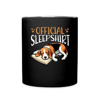 Offizielles Schlafshirt Lustiger Beagle Hund - Tasse einfarbig - Schwarz - Vorne