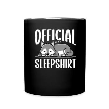 Official Sleeping Shirt She-Wolf Funny Wolf - Full Colour Mug - black - Front