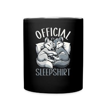 Official Sleeping Shirt She-Wolf Funny Wolf - Full Colour Mug - black - Front