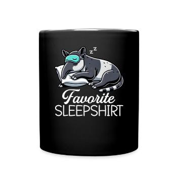Offizielles Schlafshirt Lustiger Tapir Pyjama - Tasse einfarbig - Schwarz - Vorne