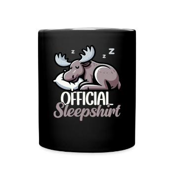 Offizielles Schlafshirt Lustiger Elch - Tasse einfarbig - Schwarz - Vorne