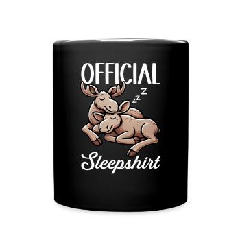 Offizielles Schlafshirt Lustiger Elch - Tasse einfarbig - Schwarz - Vorne