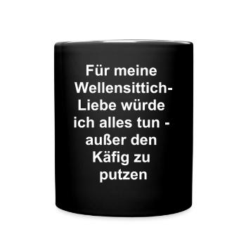 Wellensittich-Liebe Geschenk - Tasse einfarbig - Schwarz - Vorne