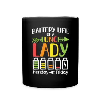 battery life of lunch lady - Tasse einfarbig - Schwarz - Vorne