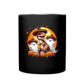 Halloween T-rex ghosts Mariachi Day of the Dead - Full Colour Mug - black - Front