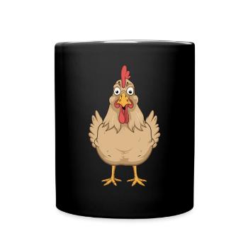Lustiges Huhn Comic Zeichnung Spaß - Tasse einfarbig - Schwarz - Vorne