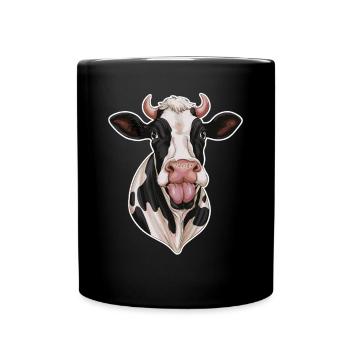 Drôle de vache tire la langue - Mug uni - noir - Devant