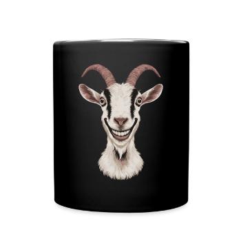 Smiling goat with humorous face - Full Colour Mug - black - Front