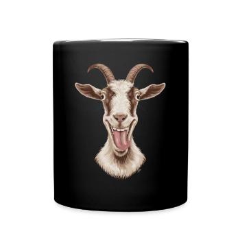 Funny goat with tongue hanging out - Full Colour Mug - black - Front