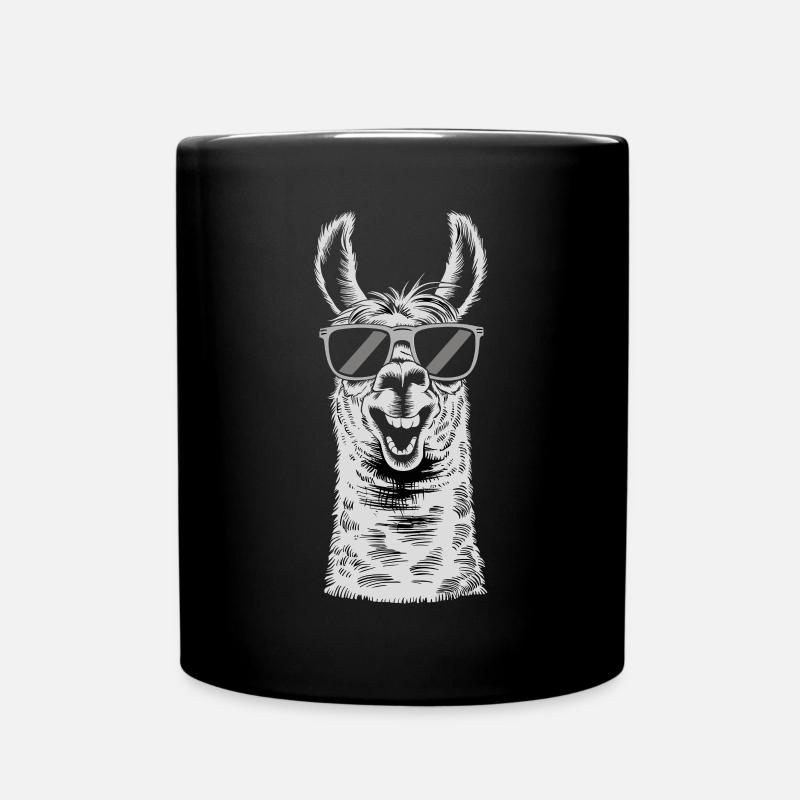 Cooles Lama Mit Sonnenbrille - Tasse einfarbig - Schwarz