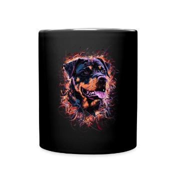 Rottweiler Art Dessin Abstrait Chien - Mug uni - noir - Devant