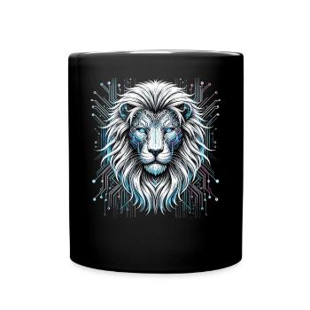Techno Savannah: The Digital Lion - Full Colour Mug - black - Front