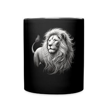 Majestueux lion blanc – Œuvre d’art sur noir - Mug uni - noir - Devant
